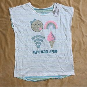 Emoji Rhinestone Kids Short Sleeve